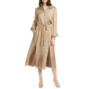 Cinq a Sept 5 a 7 NWT Joyce Button Front Shirt Dress Pockets Pewter Size 6 New